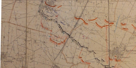 Udsnit af kort over Tunestillinge, februar 1916