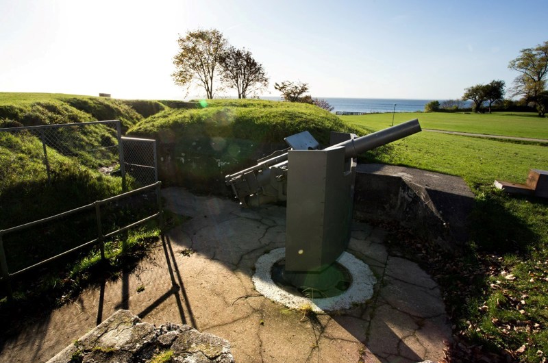 75 mm kanon der står på Mosede Forts flanke