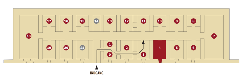 Oversigtskort over Mosede Fort, Rum 4 er markeret.