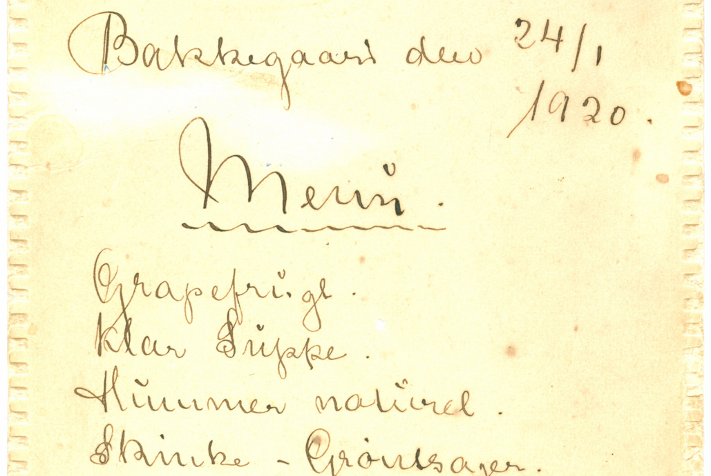 Menukort fra Bakkegården