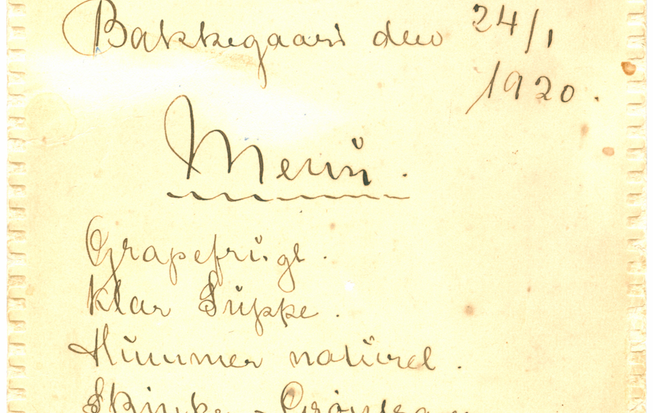 Menukort fra Bakkegården