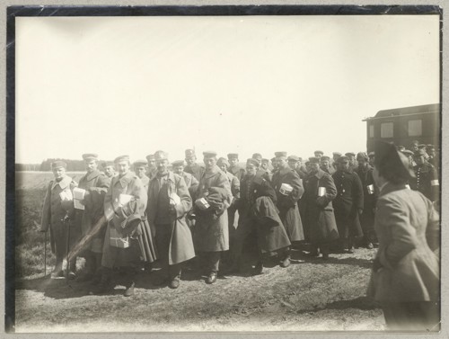 Ankomst til Haldlejren 1917 af tyske og østrigske krigsfanger. 