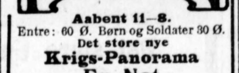 Plakat for krigs-panoramaet i vokskabinet i Panoptikon