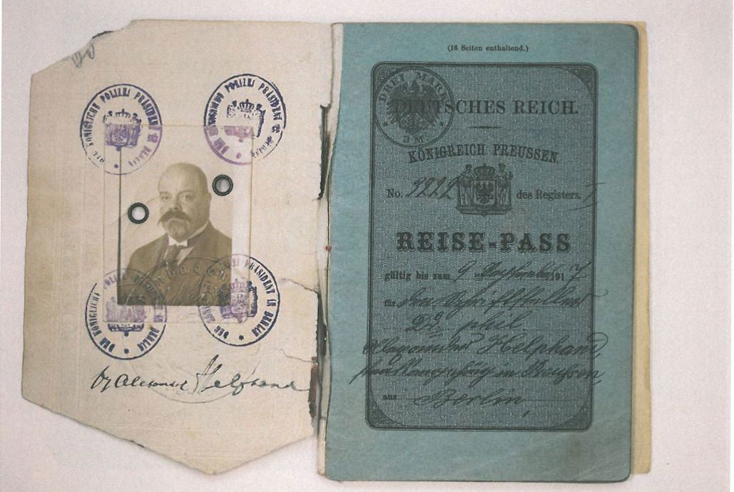 Tysk rejsepas for Dr. Helphand september 1916 til september 1917