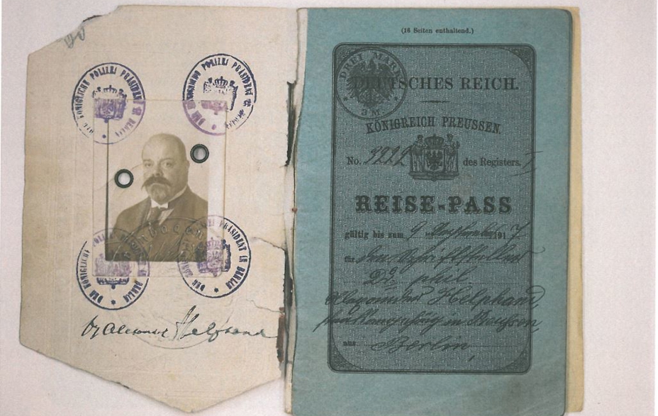 Tysk rejsepas for Dr. Helphand september 1916 til september 1917