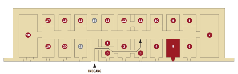 Oversigtskort over Mosede Fort, Rum 5 er markeret.