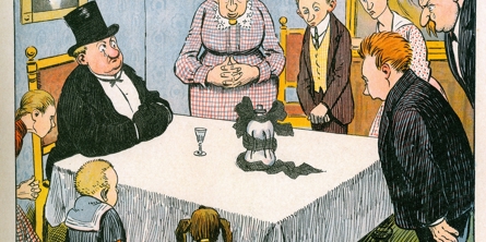 Den sidste snaps. Tegning fra Blæksprutten 1917