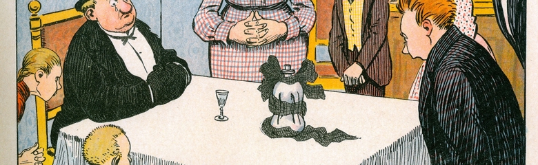 Den sidste snaps. Tegning fra Blæksprutten 1917