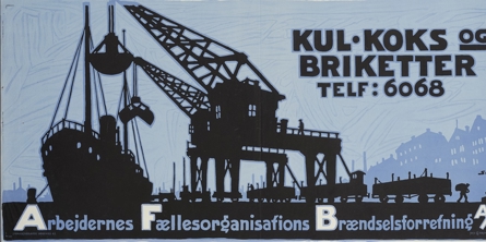 Reklameplakat for Arbejdernes Fællesorganisations Brændselsforretning