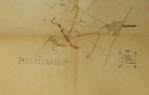 Plan for den fremskudte linje fra Justitsrådsbakken til Odinsgård 1918